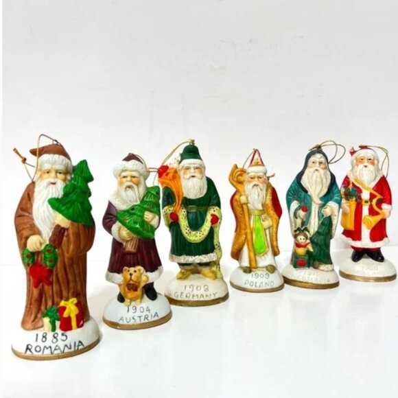 RARE Vintage Limited Edition 6-Pc Santa Claus Porcelain Ornament Set Collectable - Picture 2 of 16